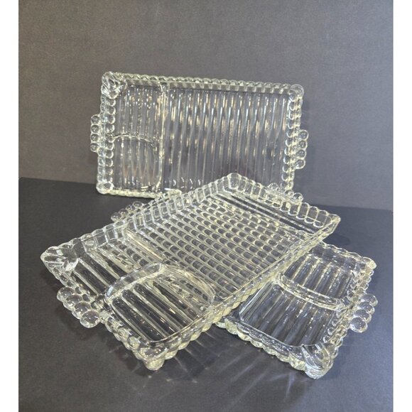 Hazel-Atlas Other - VTG Hazel Atlas Ball & Rib: Sip, Snack & Smoke Divided Trays, Set of 3